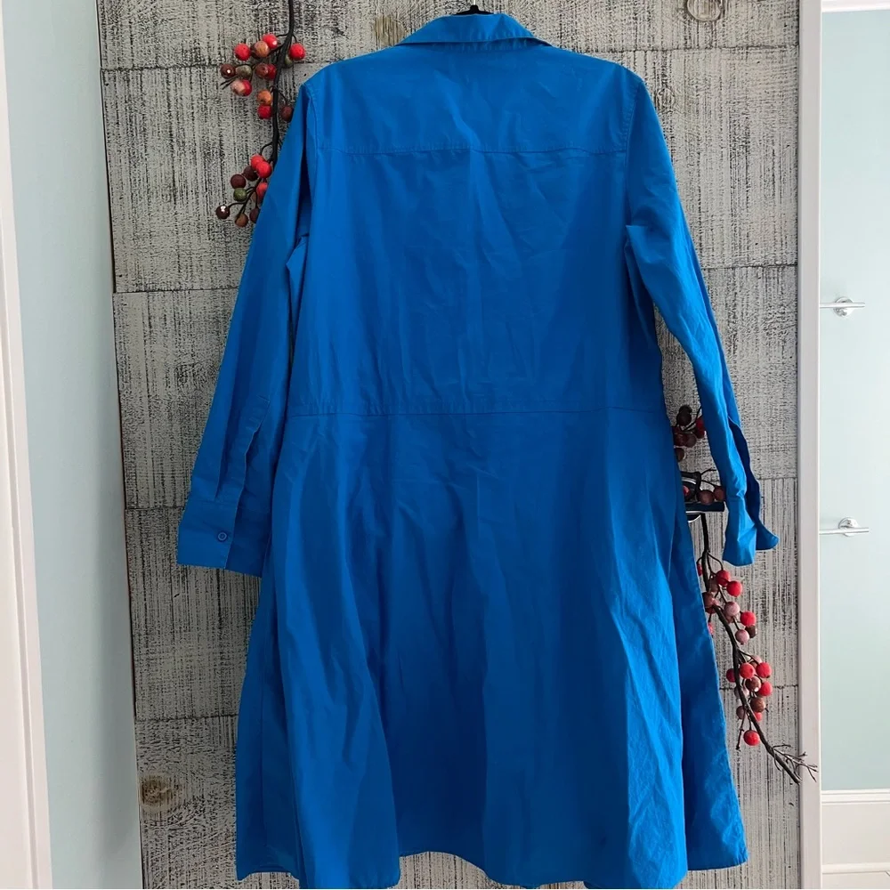 COS Community Of Style Pleated Cotton
Shirtdress Long Sleeve Royal Blue Size 14 - Picture 7 of 8